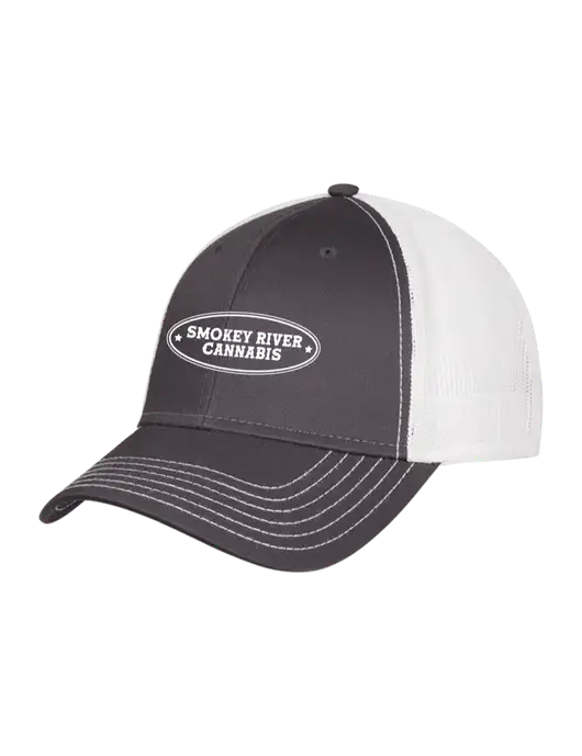 Dark Grey/White Mesh Trucker Cap Snap Back w/Smokey River