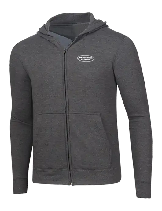 Dark Heather Grey 8.5 oz Ring Spun Zip Hooded Sweatshirt w/Smokey River