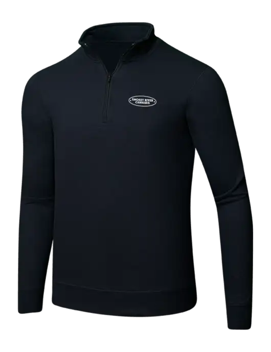 Jet Black 8.5 oz Ring Spun 1/4 Zip Pullover Sweatshirt w/Smokey River