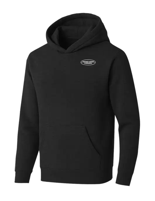 BELLA+CANVAS Black Heather Sponge Fleece Pullover Hoodie w/Smokey River