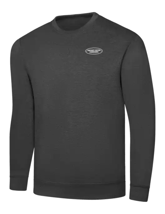 Dark Heather Grey 7.8 oz Ring Spun Crew Sweatshirt w/Smokey River