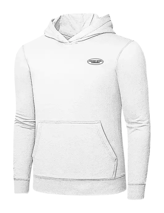 White 7.8 oz Ring Spun Hooded Sweatshirt w/Smokey River