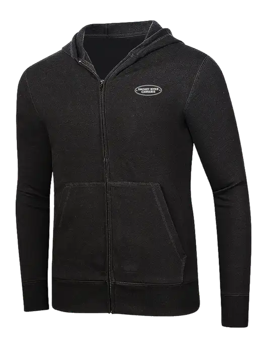 Full-Zip Black Heavyweight Hooded Sweatshirt w/Smokey River