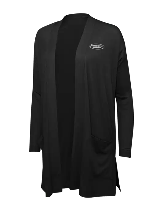 Black Womens Concept Long Pocket Cardigan w/Smokey River