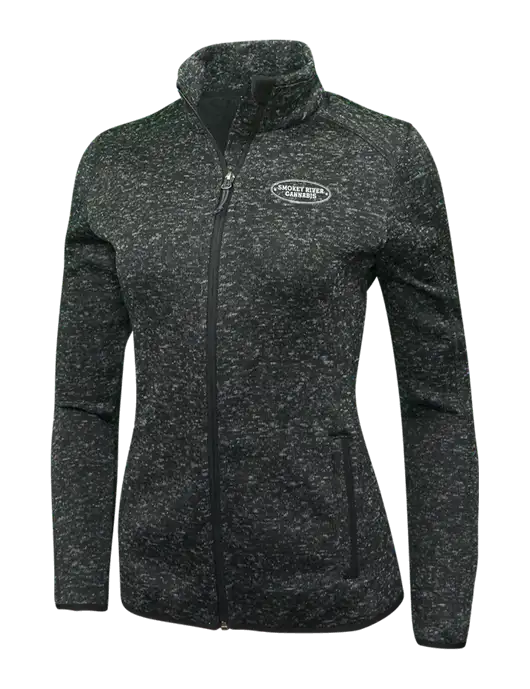 Black Heather Womens Sweater Fleece Jacket w/Smokey River