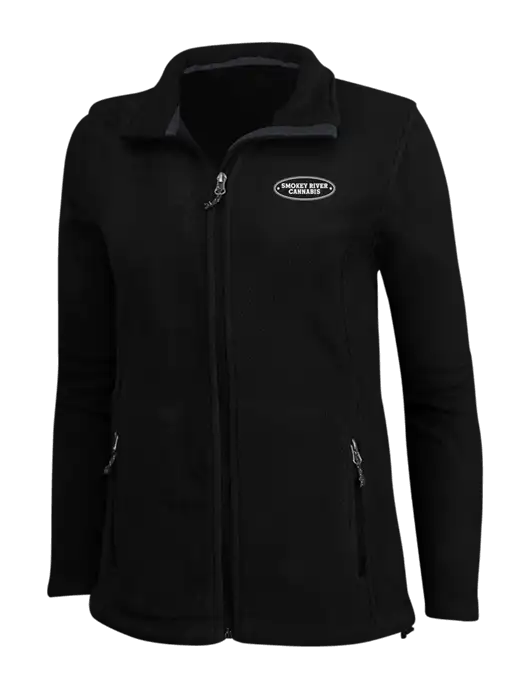 Womens Black Fleece Jacket w/Smokey River