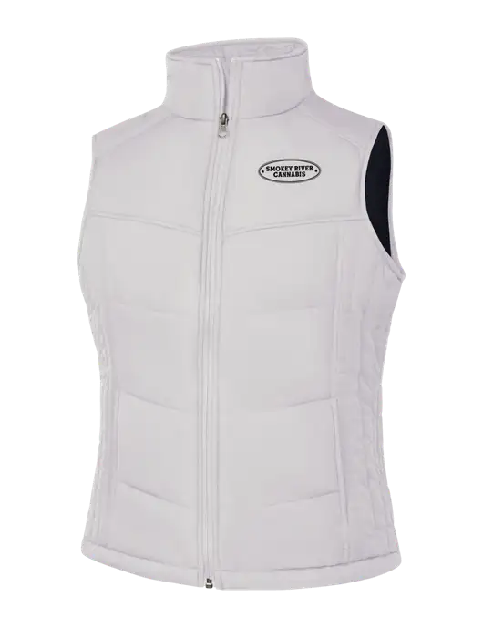 Womens White/Dark Slate Puffy Vest w/Smokey River