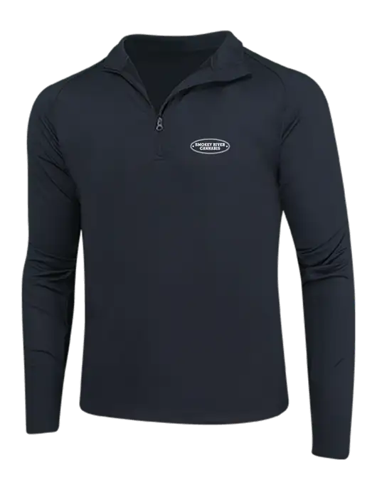 Black Sport Wick Stretch 1/4 Zip Pullover w/Smokey River