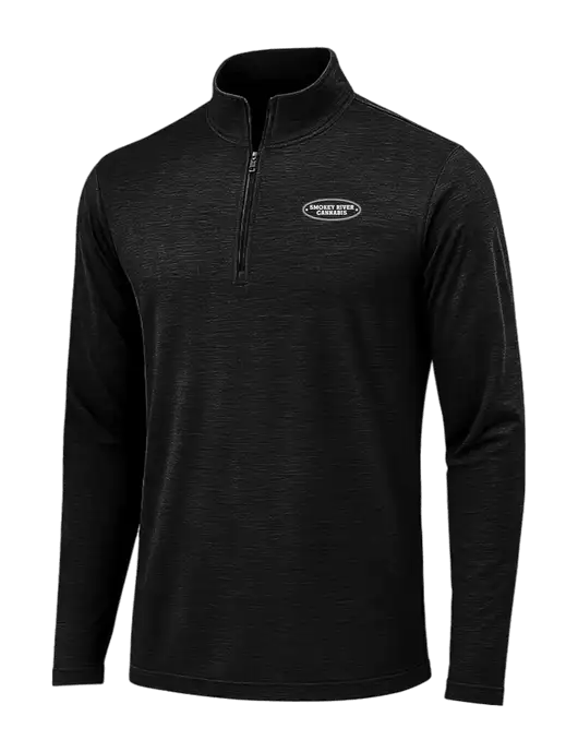 Black Triad Solid Posicharge Tri-Blend Wicking 1/4 Zip Pullover w/Smokey River