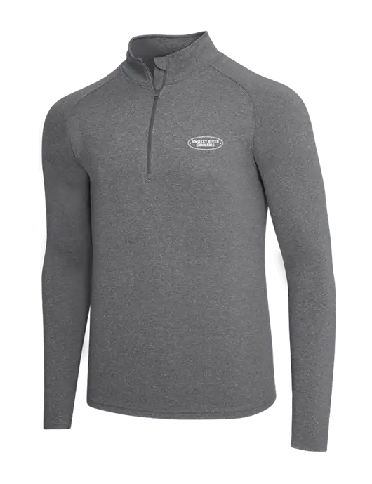 Dark Grey Heather Sport Wick Stretch 1/4 Zip Pullover w/Smokey River