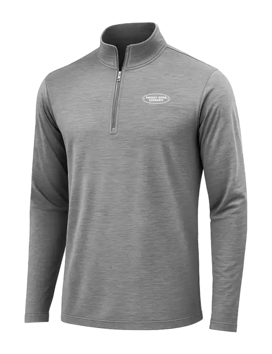 Dark Grey Heather Posicharge Tri-Blend Wicking 1/4 Zip Pullover w/Smokey River