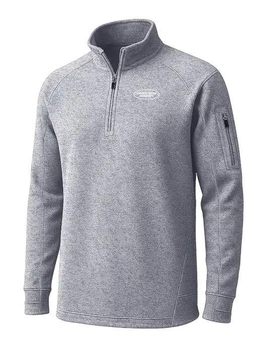Grey Heather Tech Fleece 1/4 Zip Pullover w/Smokey River