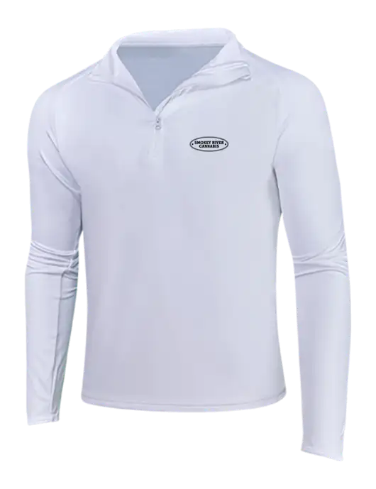 White Sport Wick Stretch 1/4 Zip Pullover w/Smokey River